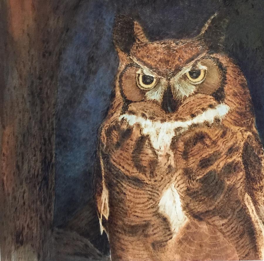Great Horned Owl Painting by Forrest Fortier