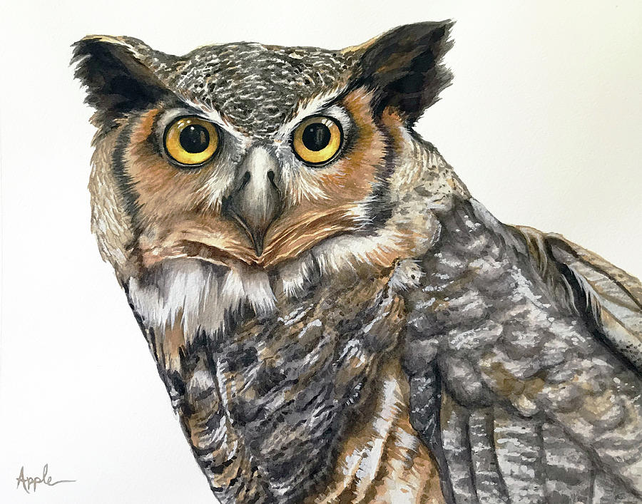 Great Horned Owl Painting by Linda Apple