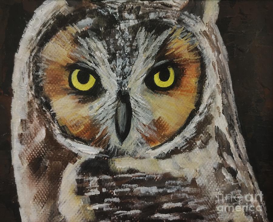 Great Horned Owl Painting by Lisa Dionne