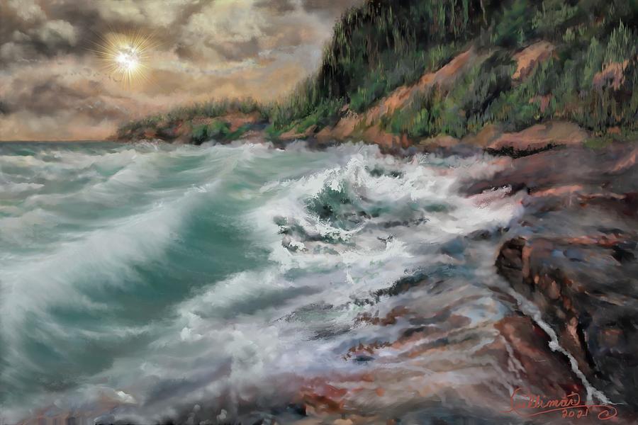 Landscape Digital Art - Great Lake Superior by Marilyn Cullingford