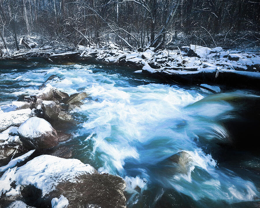 Great Miami River In Winter Painting by Dan Sproul Great Miami River In Winter Painting by Dan Sproul