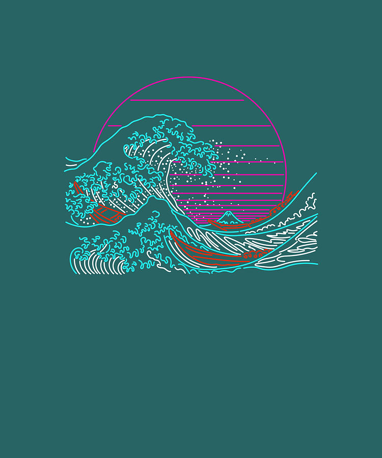 Great Neon Wave Great Wave Off Kanagawa 80s Painting by Hughes Logan ...