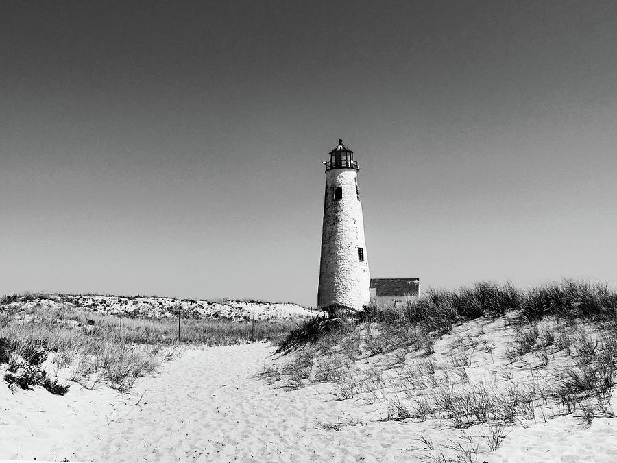 Great Point Lighthouse Black And White Photograph