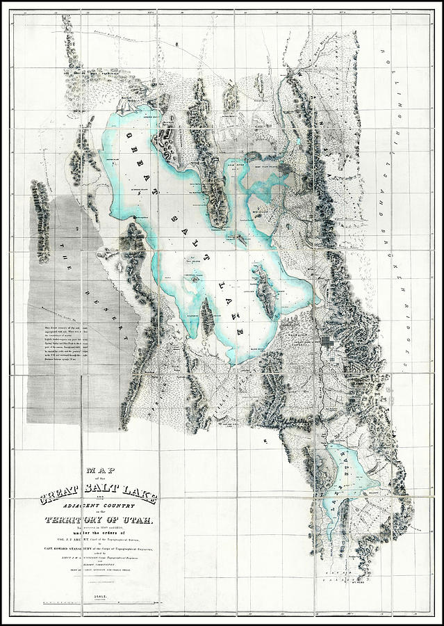 Vintage Photograph - Great Salt Lake Utah Vintage Map 1852 by Carol Japp