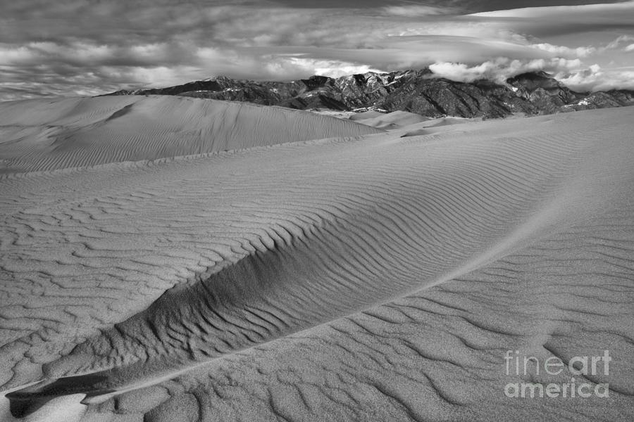 Great Sand Dune Waves Black And White Photograph by Adam Jewell