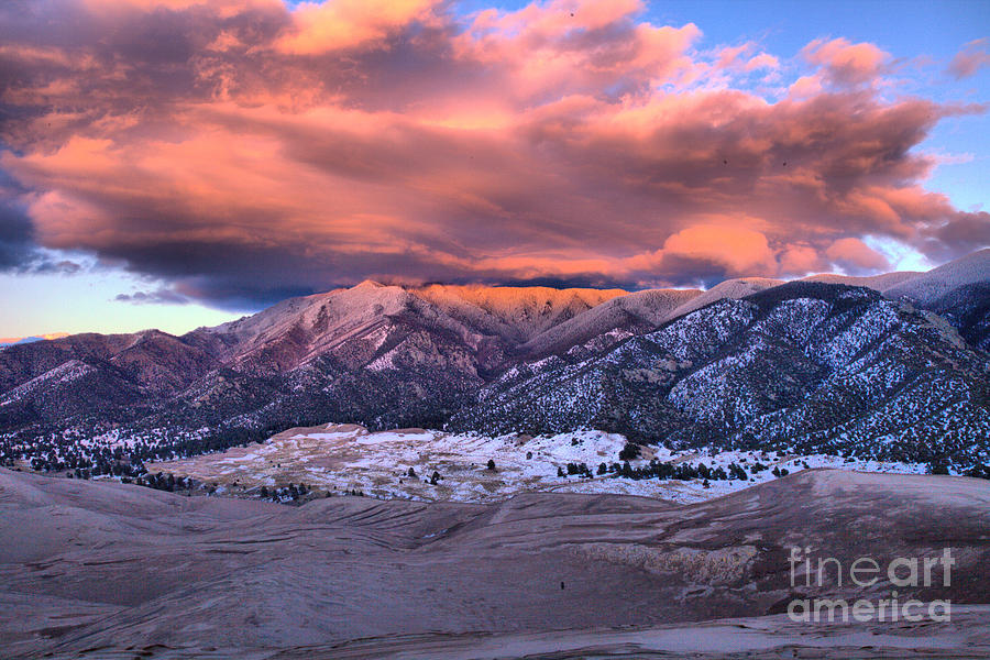 Sunset Photograph - Great Sand Dunes Park And Preserve Winter Sunset by Adam Jewell
