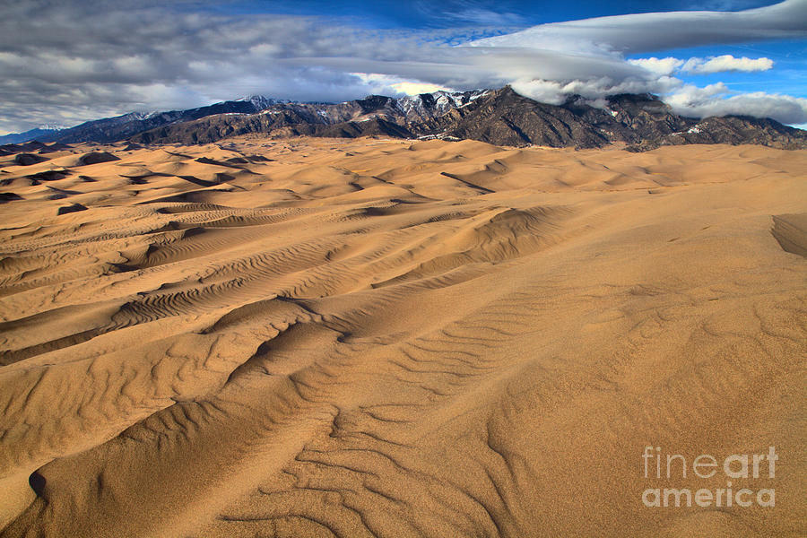 Great Sand Dunes Under Winter Blue Skies Photograph by Adam Jewell
