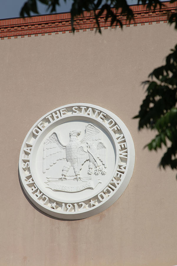 Great seal of New Mexico on the side of the New Mexico state capitol building Photograph by Eldon McGraw