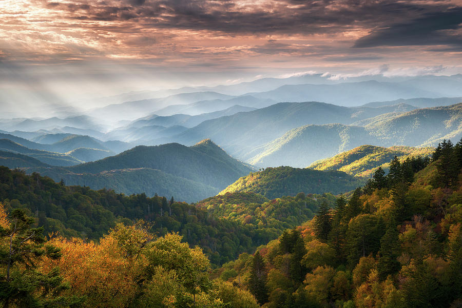 Great Smoky Mountains Autumn Landscape Scenic Photography Cherokee North Carolina Photograph by Dave Allen