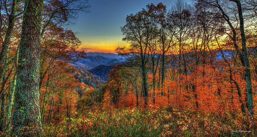 Great Smoky Mountains Fall Sunset Tennessee North Carolina Landscape Art Photograph by Reid Callaway