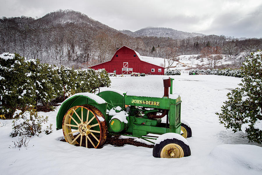 Great Smoky Mountains North Carolina A Tractor And A Barn Photograph