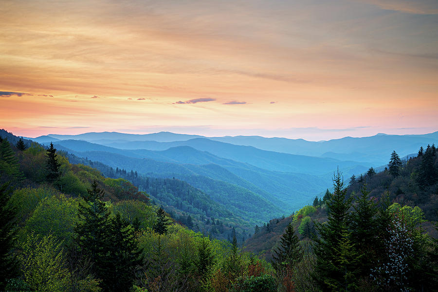 Great Smoky Mountains North Carolina Pastel Sunrise Photograph by Robert Stephens