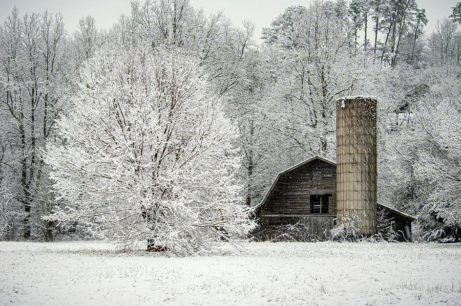 Great Smoky Mountains North Carolina Winter Barn Scenic Photograph