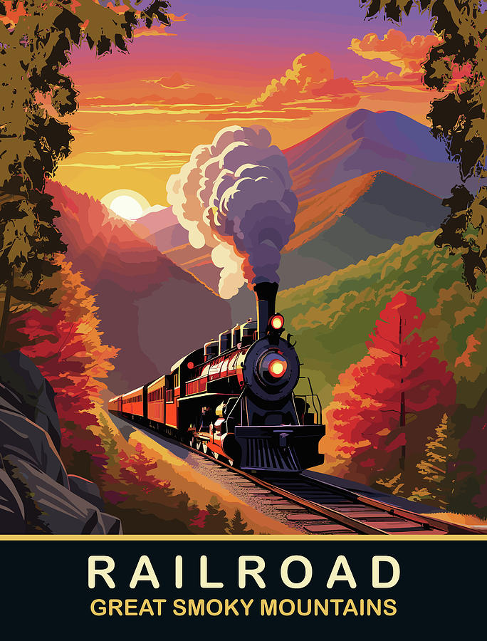 Great Smoky Mountains Railroad Digital Art by Long Shot