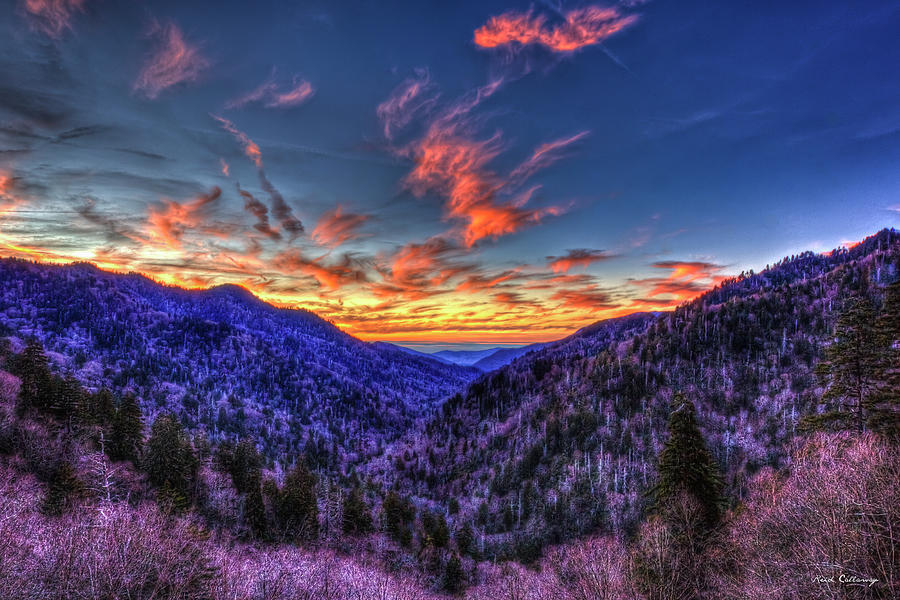 Great Smoky Mountains Winter Sunset Gatlinburg Tennessee Mountains Landscape Art Photograph by Reid Callaway