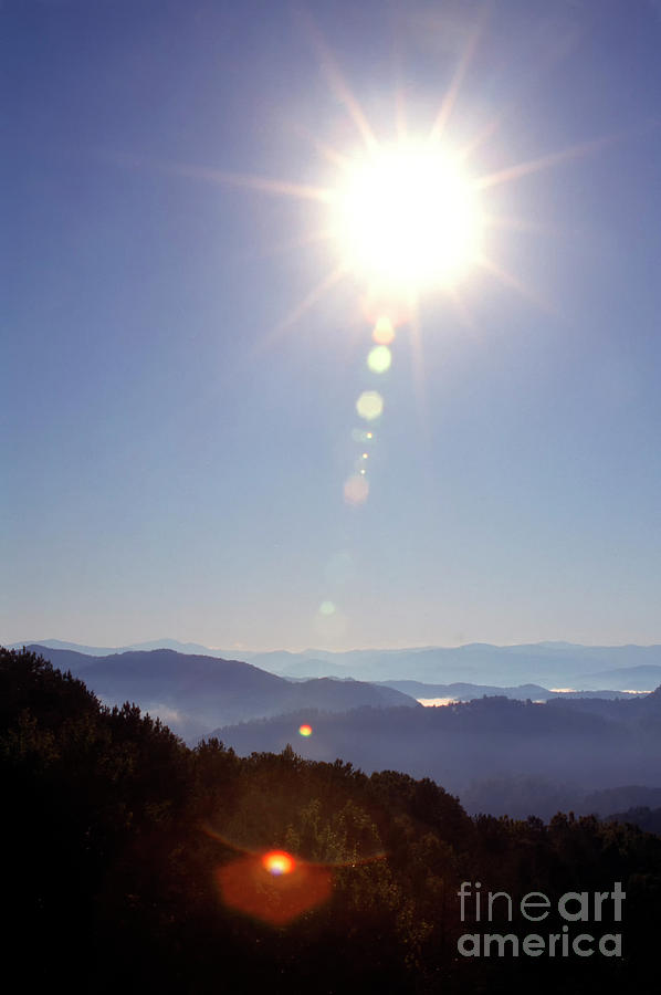 Great Smoky Mountains With Lens Flare Photograph