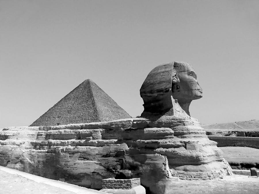 Great Sphinx of Giza B&W Photograph by Phooey