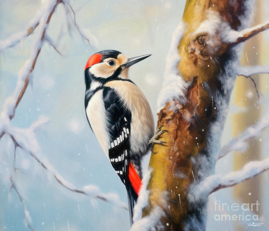 Great Spotted Woodpecker Digital Art by Jutta Maria Pusl