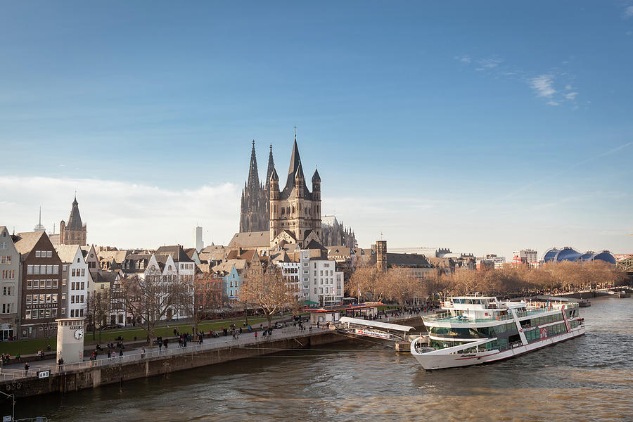 Great St. Martin Church And Dom In Cologne At River Rhine. Photograph