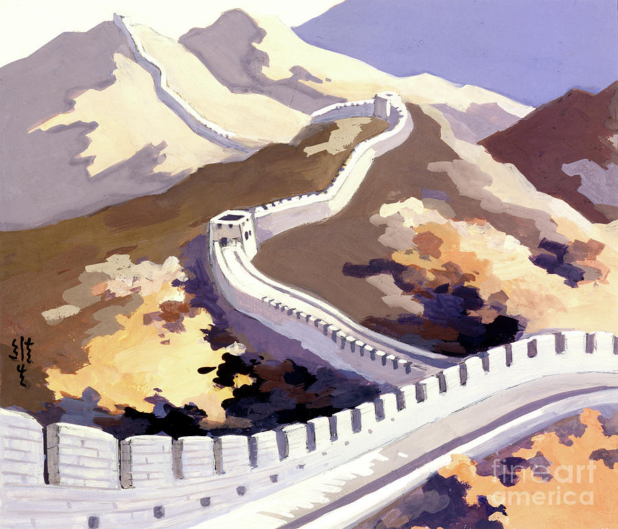 Great Wall of China - Autumn Painting by Wan Weisheng