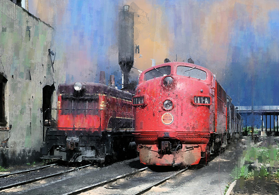 Great Western Locomotives Painting by Glenn Galen