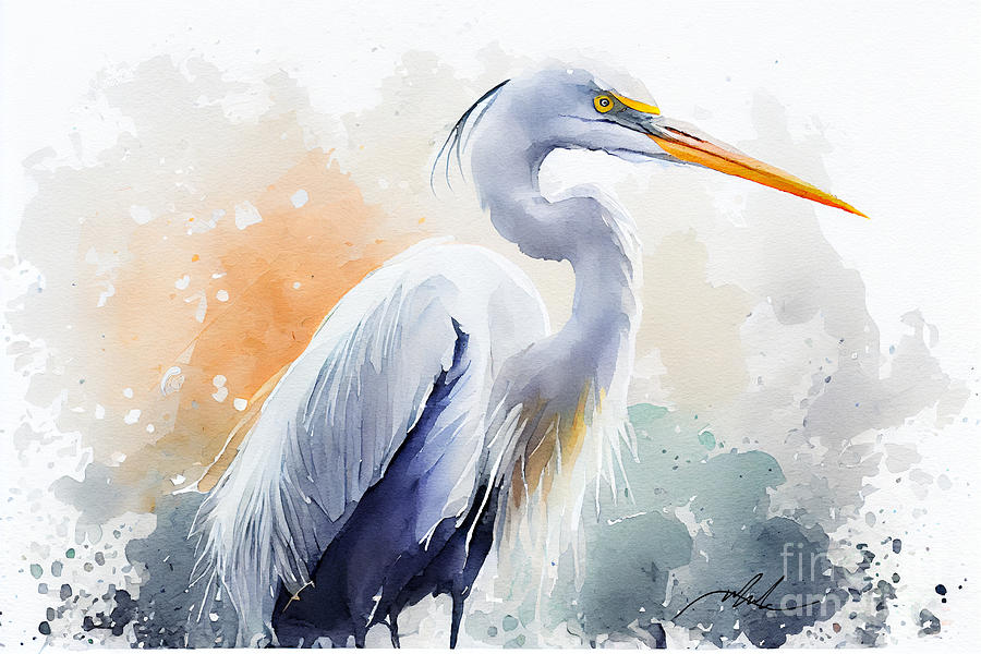 Great White heron Painting by Stephen Wheeler - Fine Art America