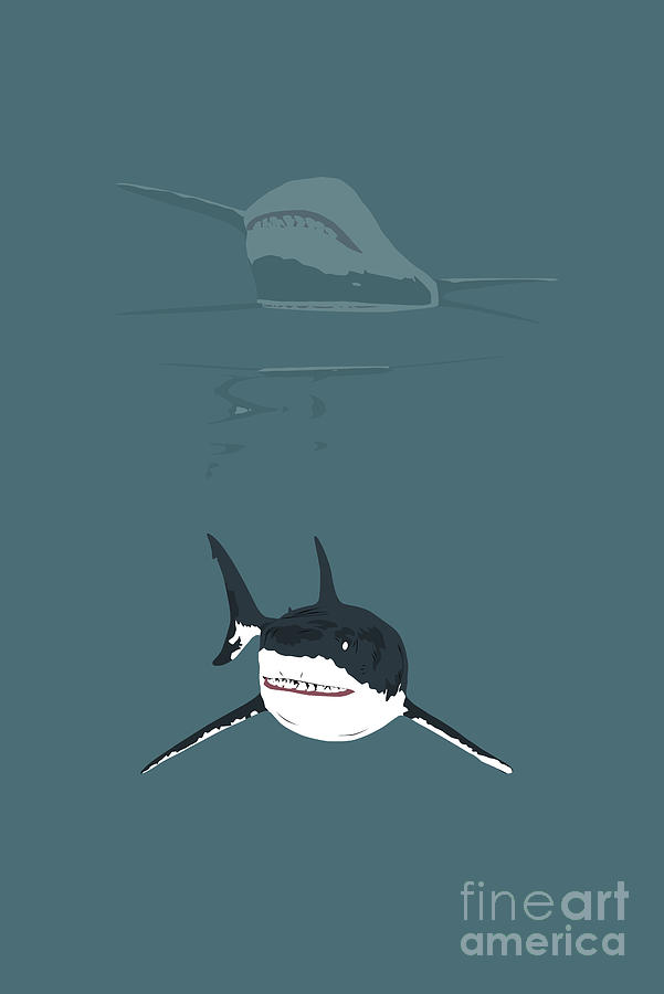 Great White Shark 001 Digital Art by Clayton Bastiani