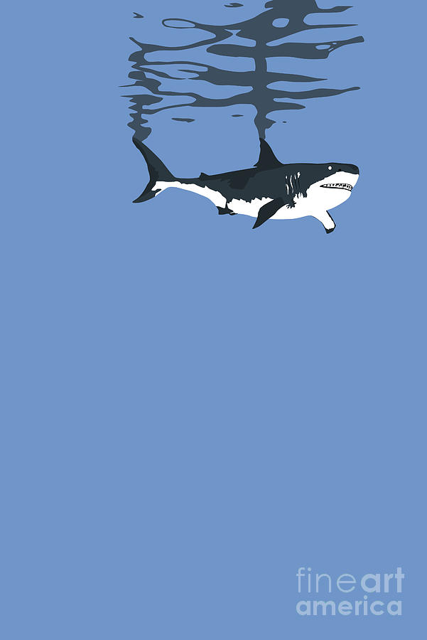 Great White Shark 002 Digital Art by Clayton Bastiani
