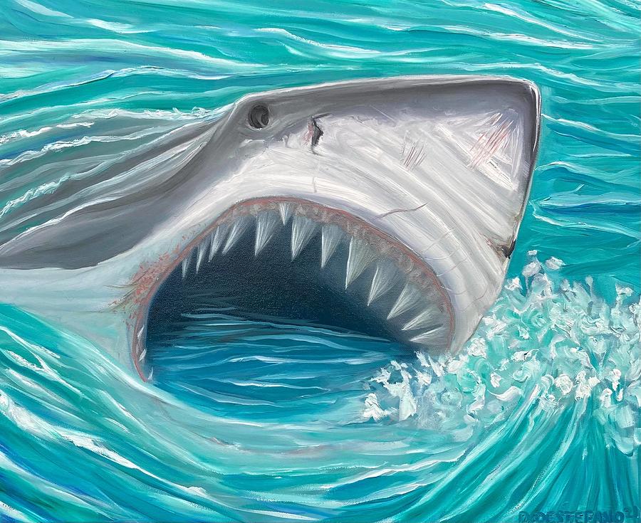 Great White Shark Painting by Daniel Destefano