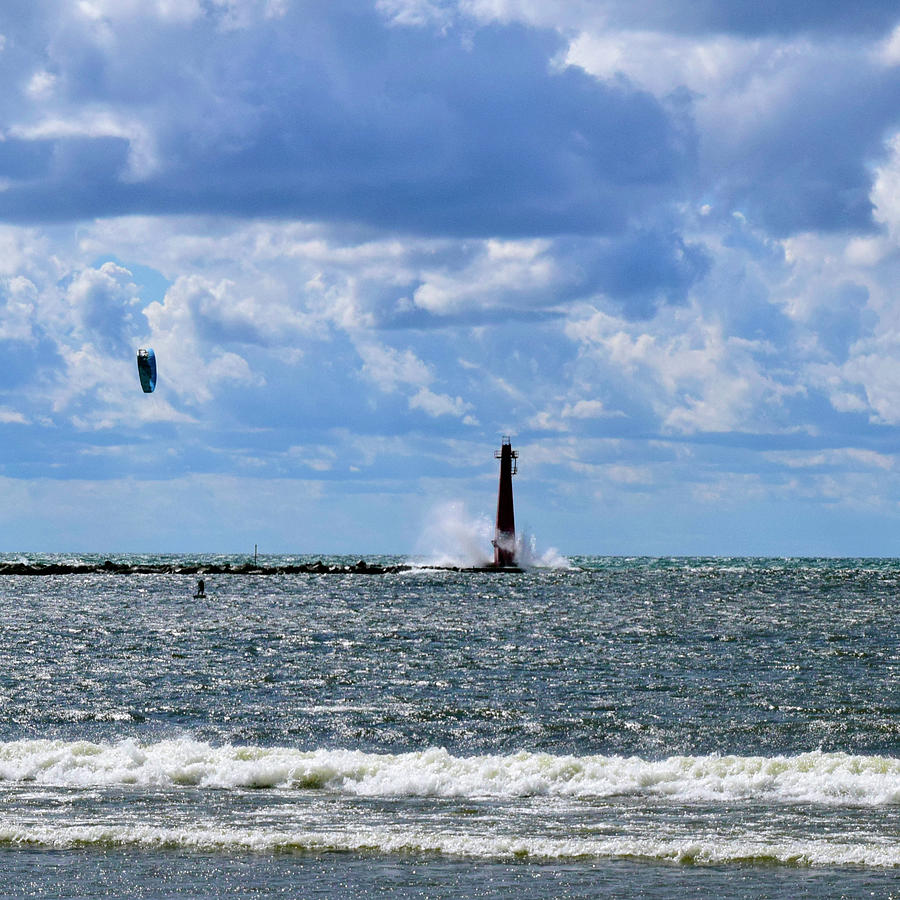 Great Wind At Muskegon South Breakwater Photograph