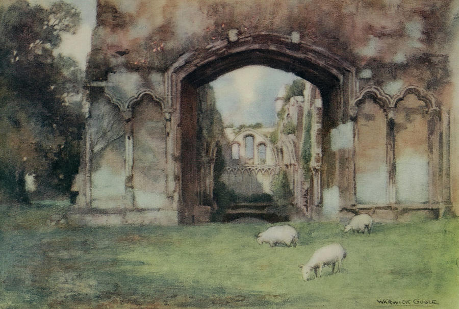 Warwick Goble Drawing - Greater Abbeys of England 1908 - Glastonbury Abbey, St. Josephs Chapel by Warwick Goble