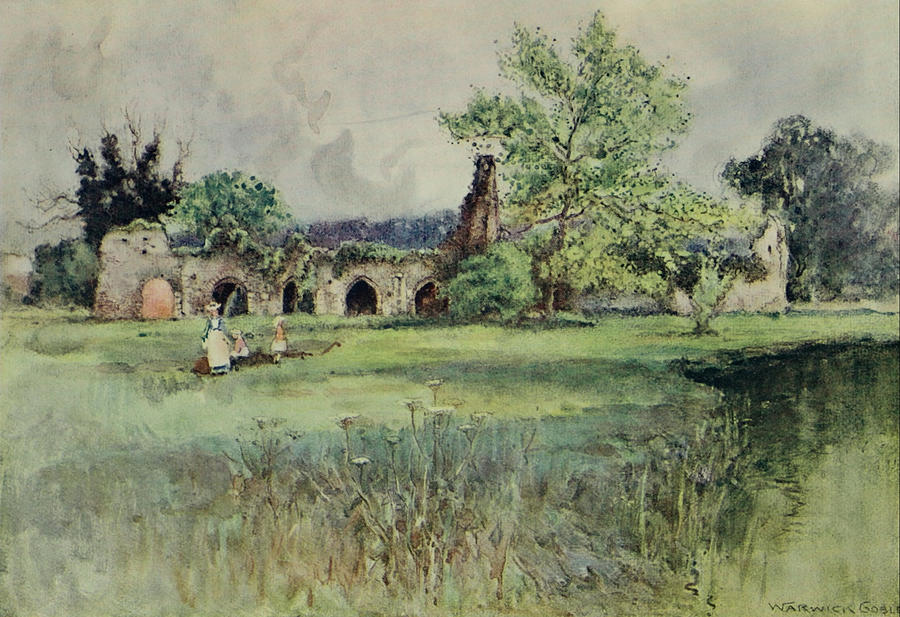 Warwick Goble Drawing - Greater Abbeys of England 1908 - Waverley Abbey by Warwick Goble
