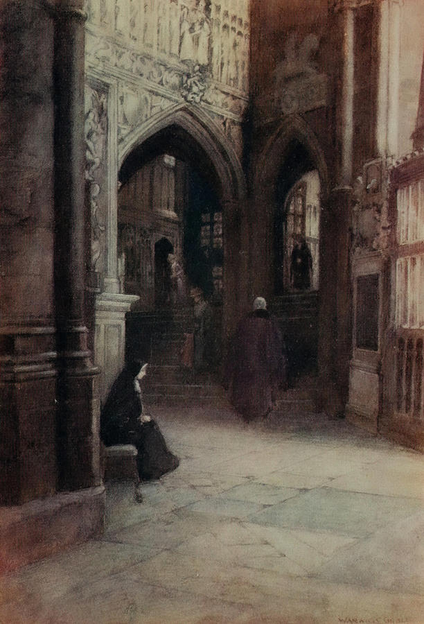 Westminster Abbey Drawing - Greater Abbeys of England 1908 - Westminster Abbey, the south ambulatory by Warwick Goble