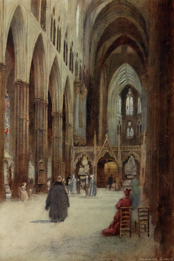 Westminster Abbey Drawing - Greater Abbeys of England 1908 - Westminster Abbey by Warwick Goble