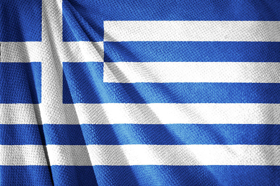 Greece flag on towel surface illustration  Photograph by Brch Photography