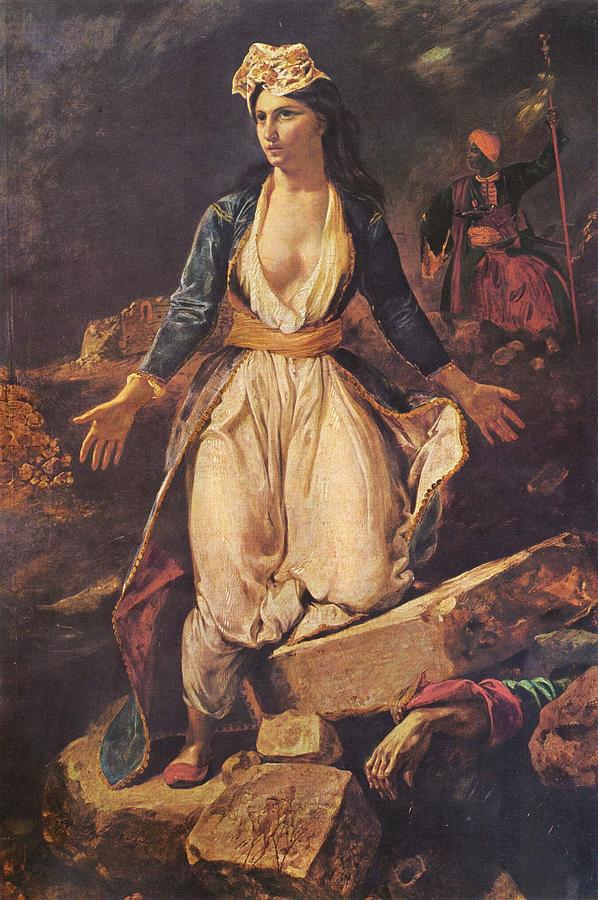 European Painting - Greece on the ruins of Missolonghi by Eugene Delacroix