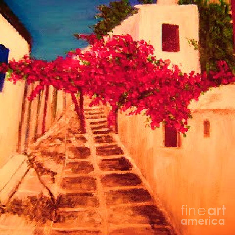 Greece pathway Pastel by Phil Gioldasis
