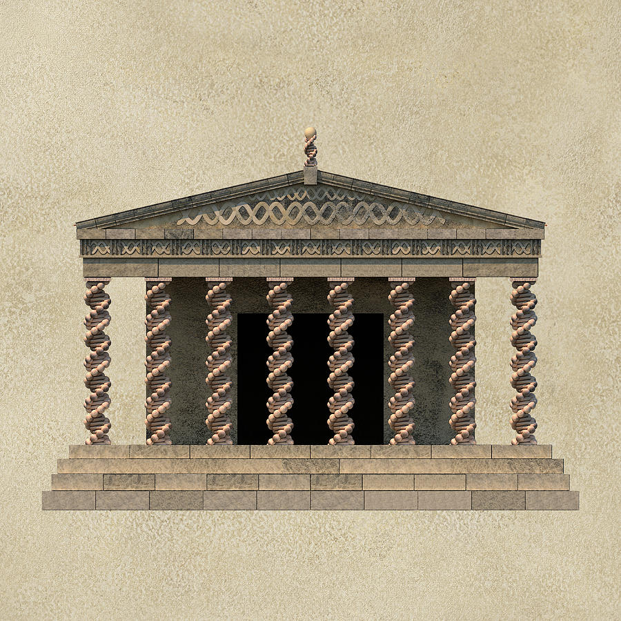 Greek DNA Temple Watercolour Digital Art by Russell Kightley