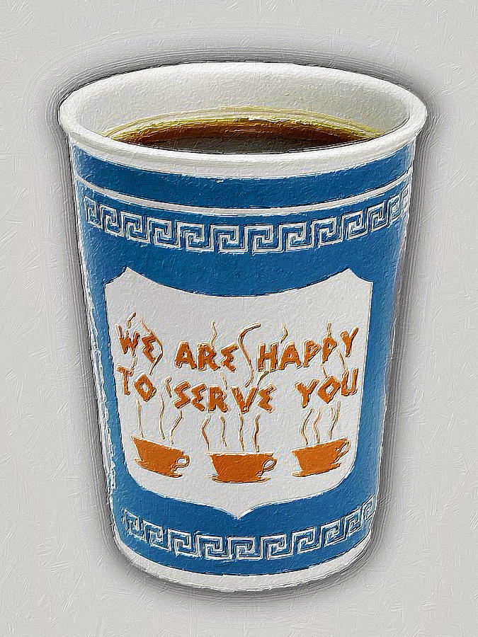 Greek Painting - Greek Go Cup Pop Coffee Lover by Tony Rubino