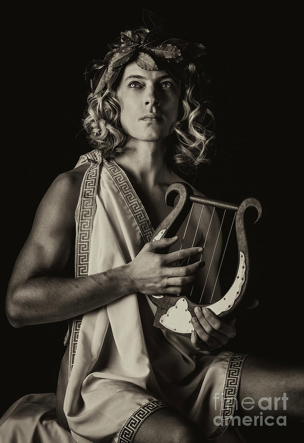 Greek Photograph - Greek God Apollo playing music with lyre by Cristian Baitg Schreiweis