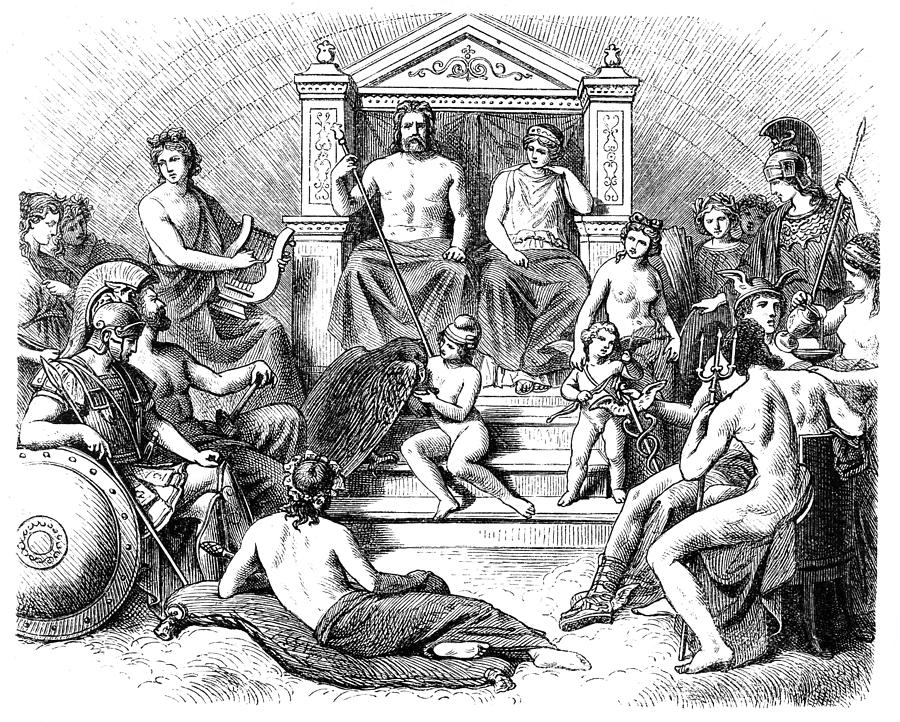 Greek gods in the Olymp, Greek mythology Drawing by Nastasic