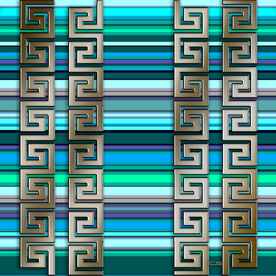 Greek Key on Stripes Digital Art by Chuck Staley