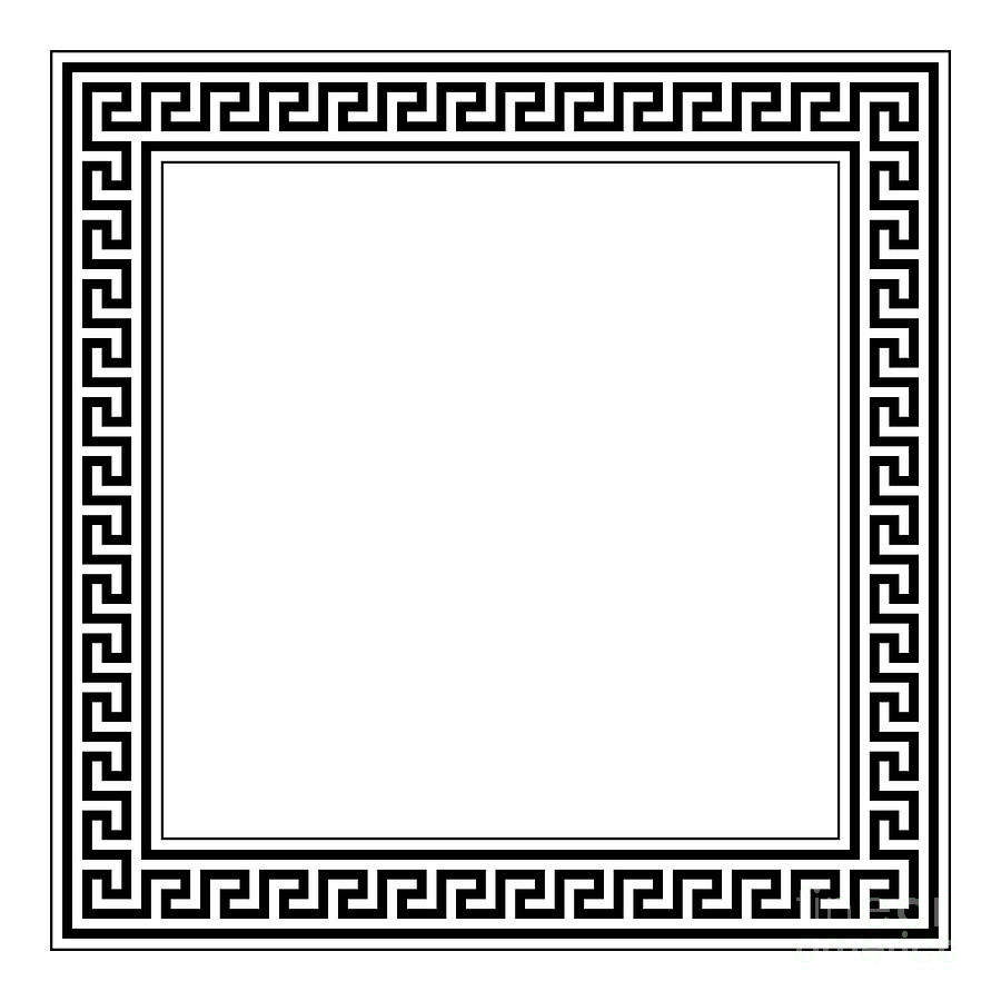 Greek key pattern, jagged meander pattern, square frame and border ...