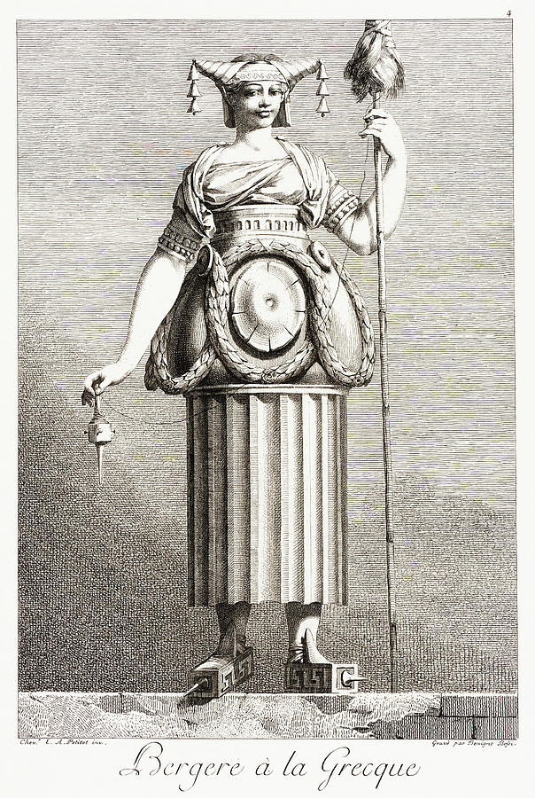 Greek Masquerade - The Shepherdess Drawing by Benigno Bossi