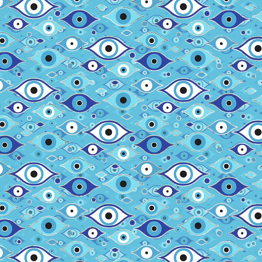 Greek Mati Mataki Matiasma Evil Eye pattern Digital Art by Lioudmila