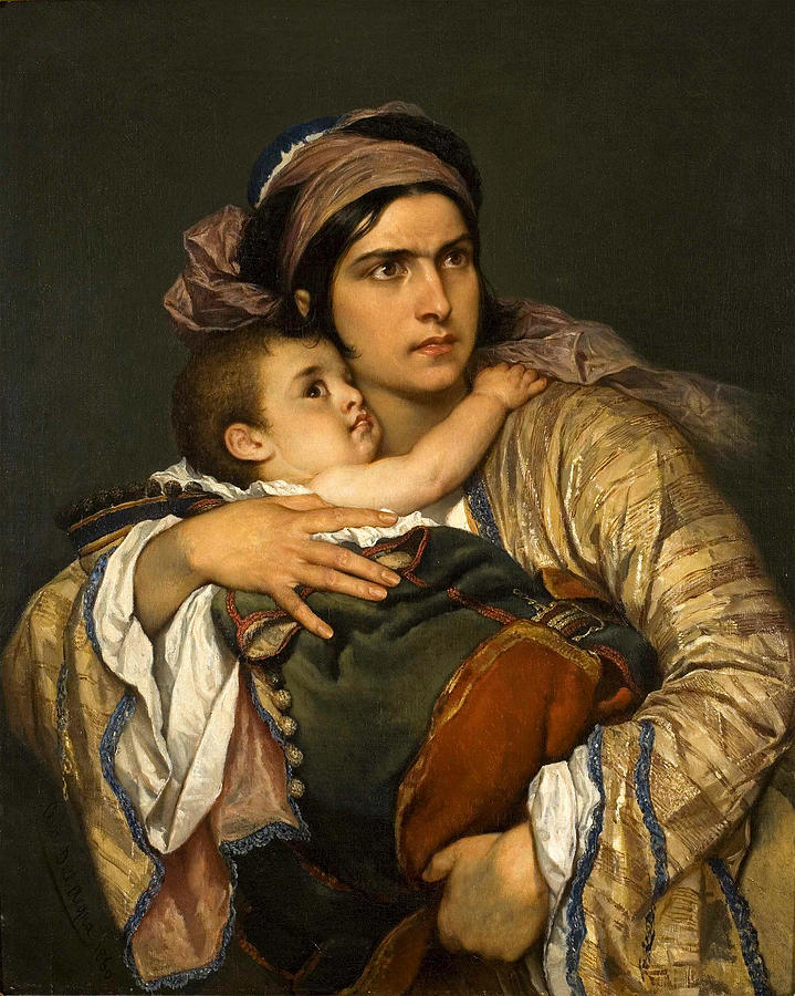 Greek Mother Painting by Cesare DellAcqua