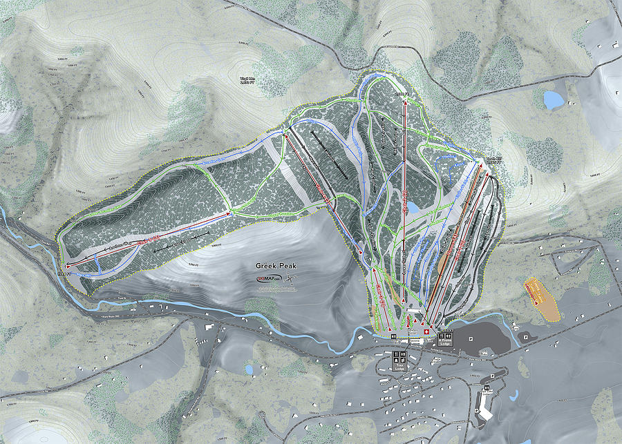 Greek Peak Ski Resort Map Digital Art by Powder Addicts