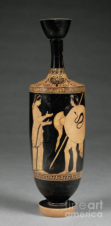 Greek Terracotta Lekythos, c450 BC Ceramic Art by Granger