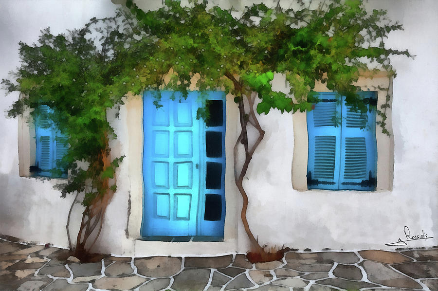 Greek village house 27 Painting by George Rossidis