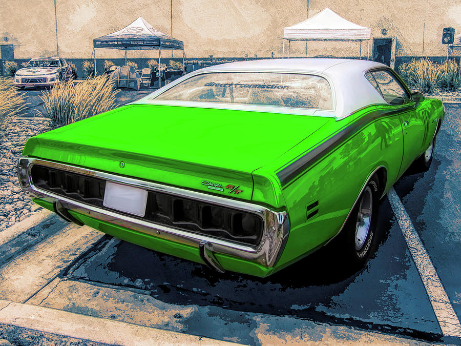 Green 1971 Dodge Charger RT Rear Photograph by DK Digital
